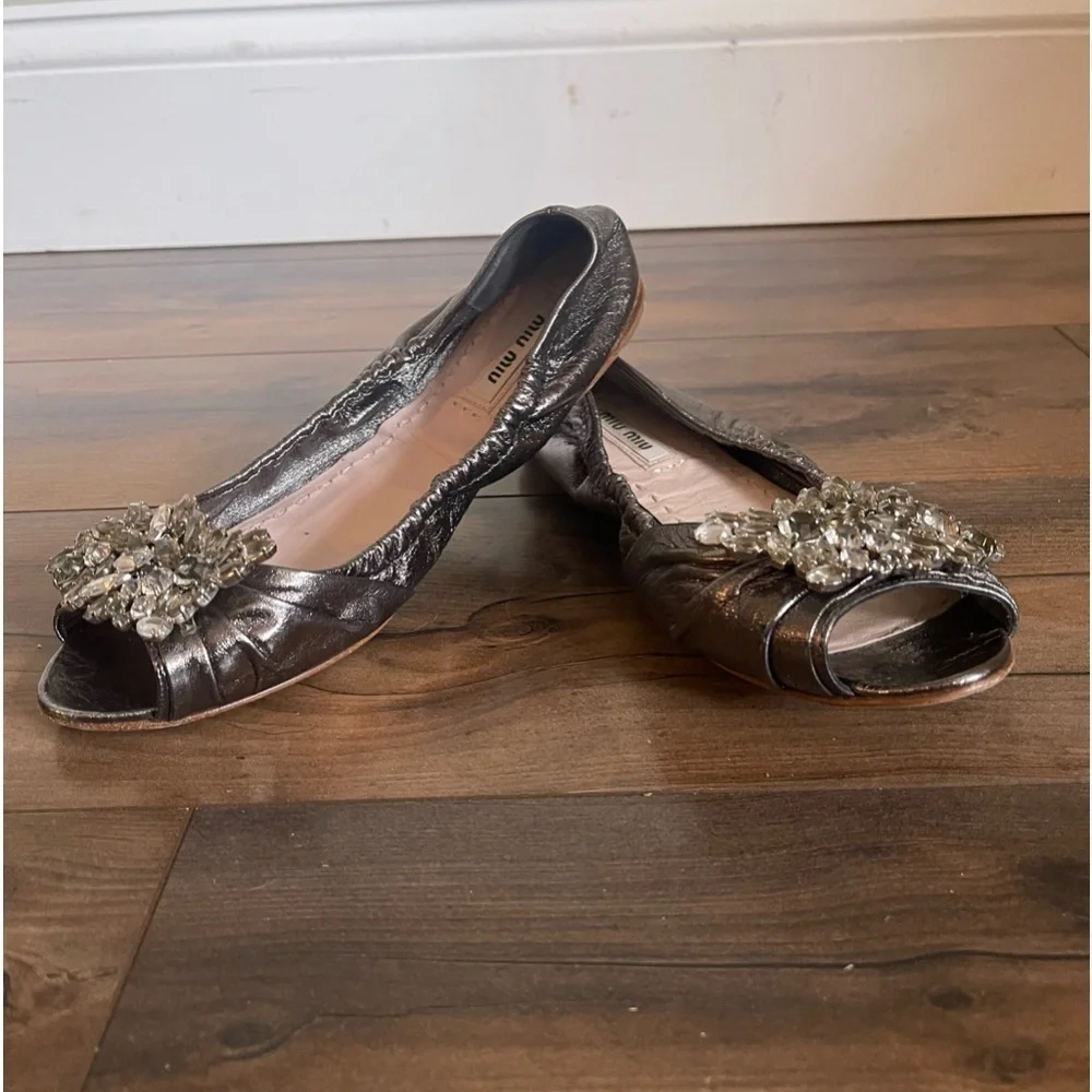 Miu Miu - silver ballerina flats size 36.5 EU​​